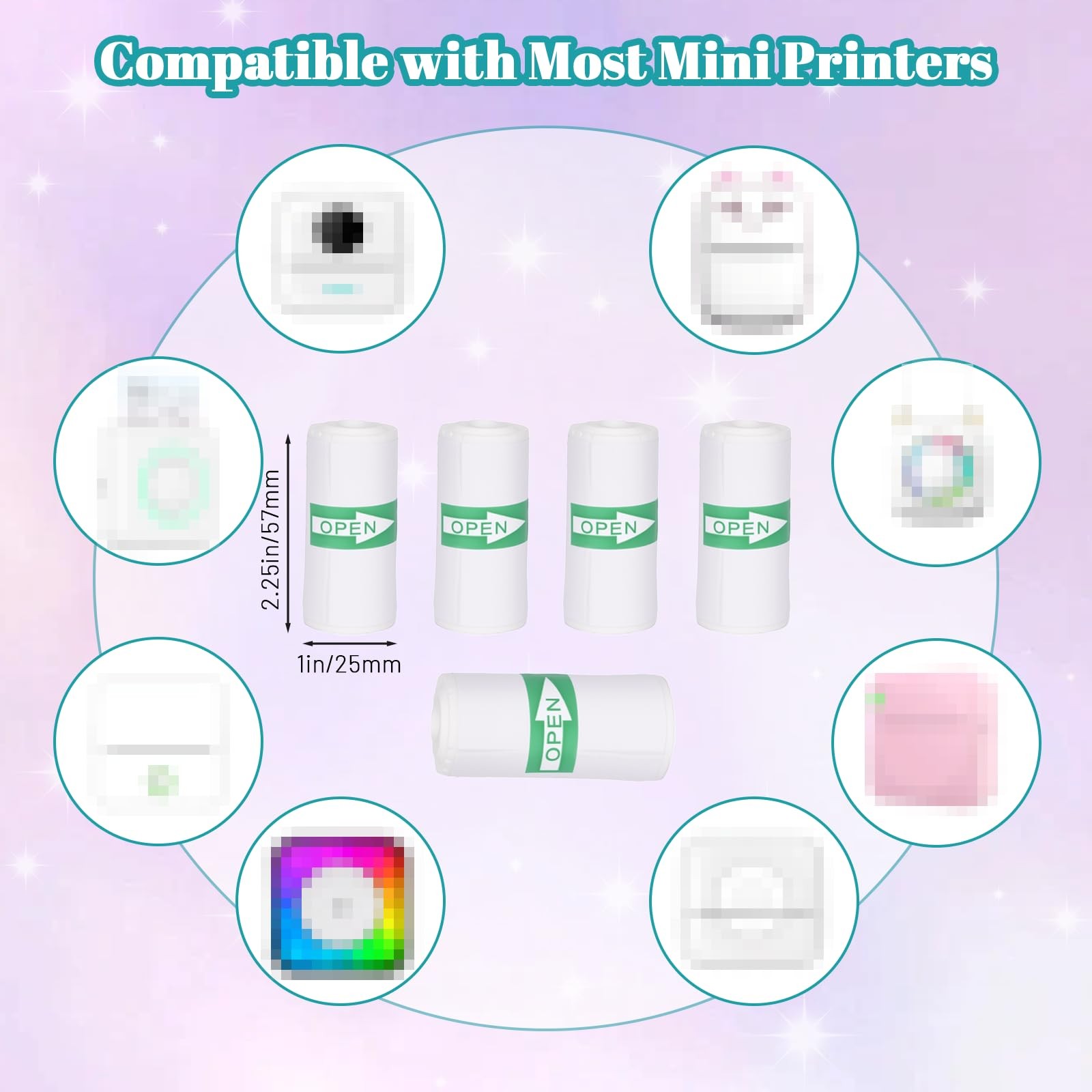 10 Rolls 57 x 25 mm Sticker Printer Paper,Self-Adhesive Compatible with Most …