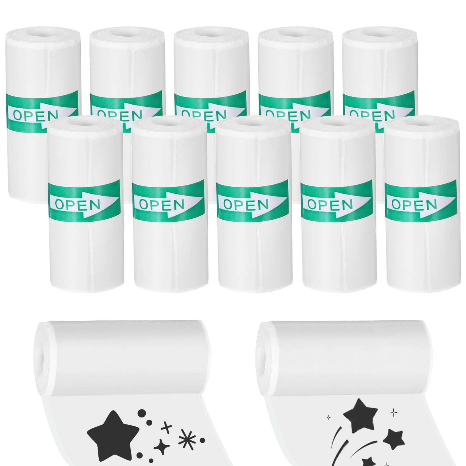 10 Rolls White Mini Printer Sticker Paper, Self-Adhesive Thermal Printer Pape…