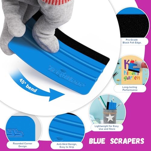 Professional Squeegee for Vinyl, 20 PCS Plastic Felt 20pcs Pitaya & Blue