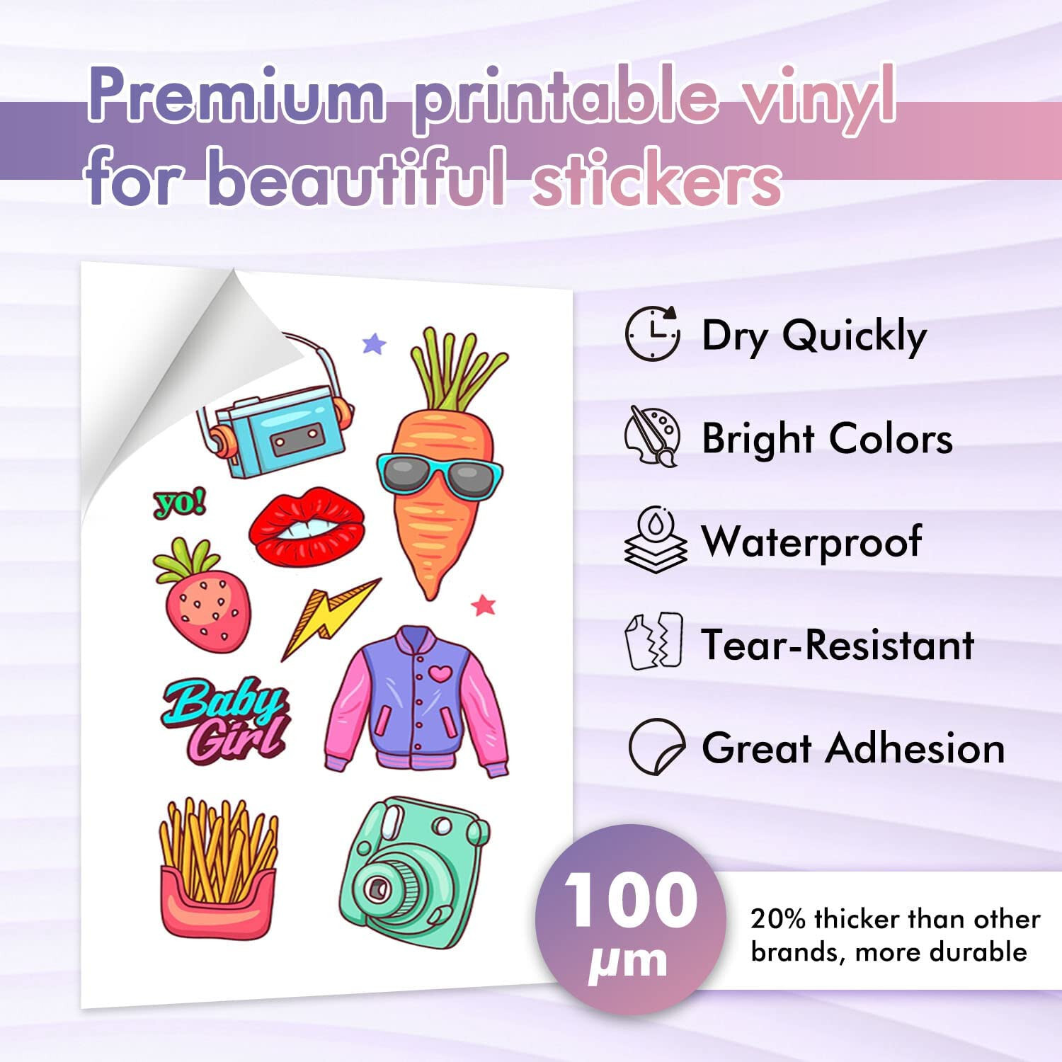 40 Pk Mixed Koala Glossy + Matte Printable Vinyl Sticker Paper for Inkjet Laser