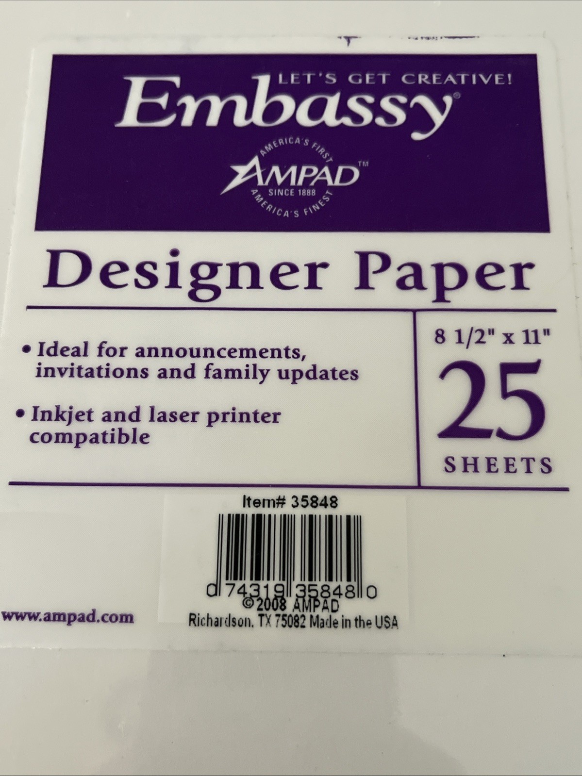 Patriotic Stars Letterhead Laser & Inkjet Printer Paper 25 Sheets Embassy Paper