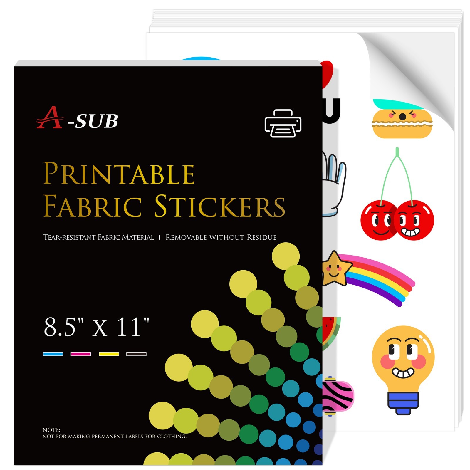 Lot A-SUB Printable Fabric Sticker Paper for Inkjet Waterproof Tearproof Durable