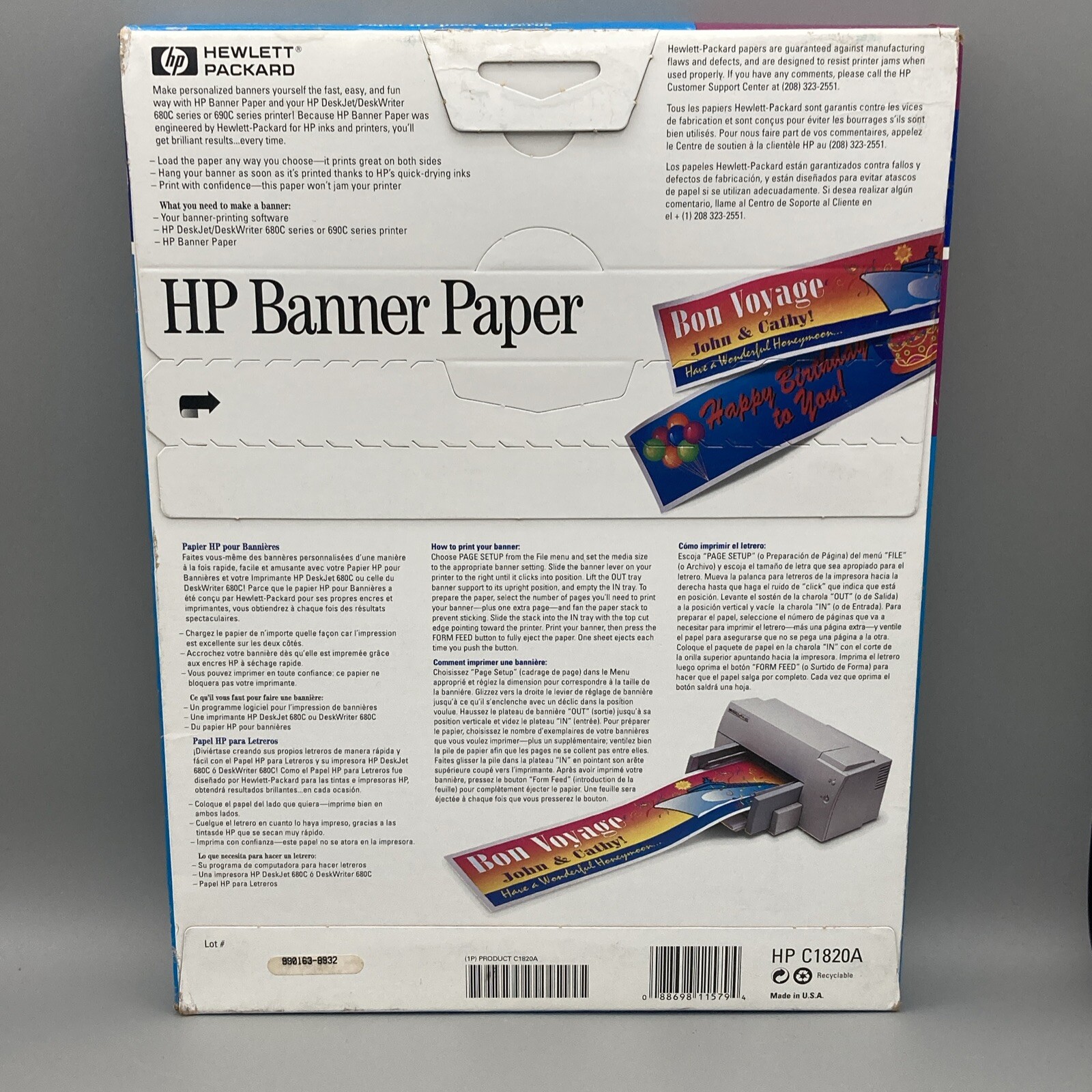 HP Banner Paper for Inkjet Printers – Make your own Banners NEW SEALED