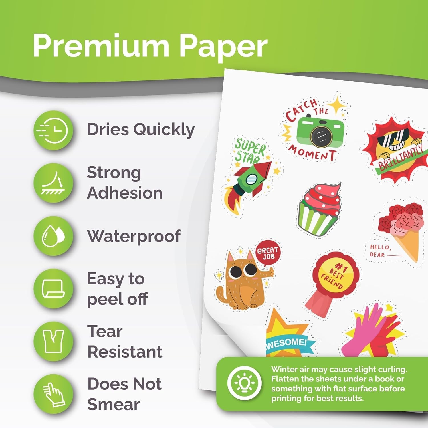 Printable Vinyl Sticker Paper for Inkjet Printer – 34 Sheets Self-Adhesive Sh…