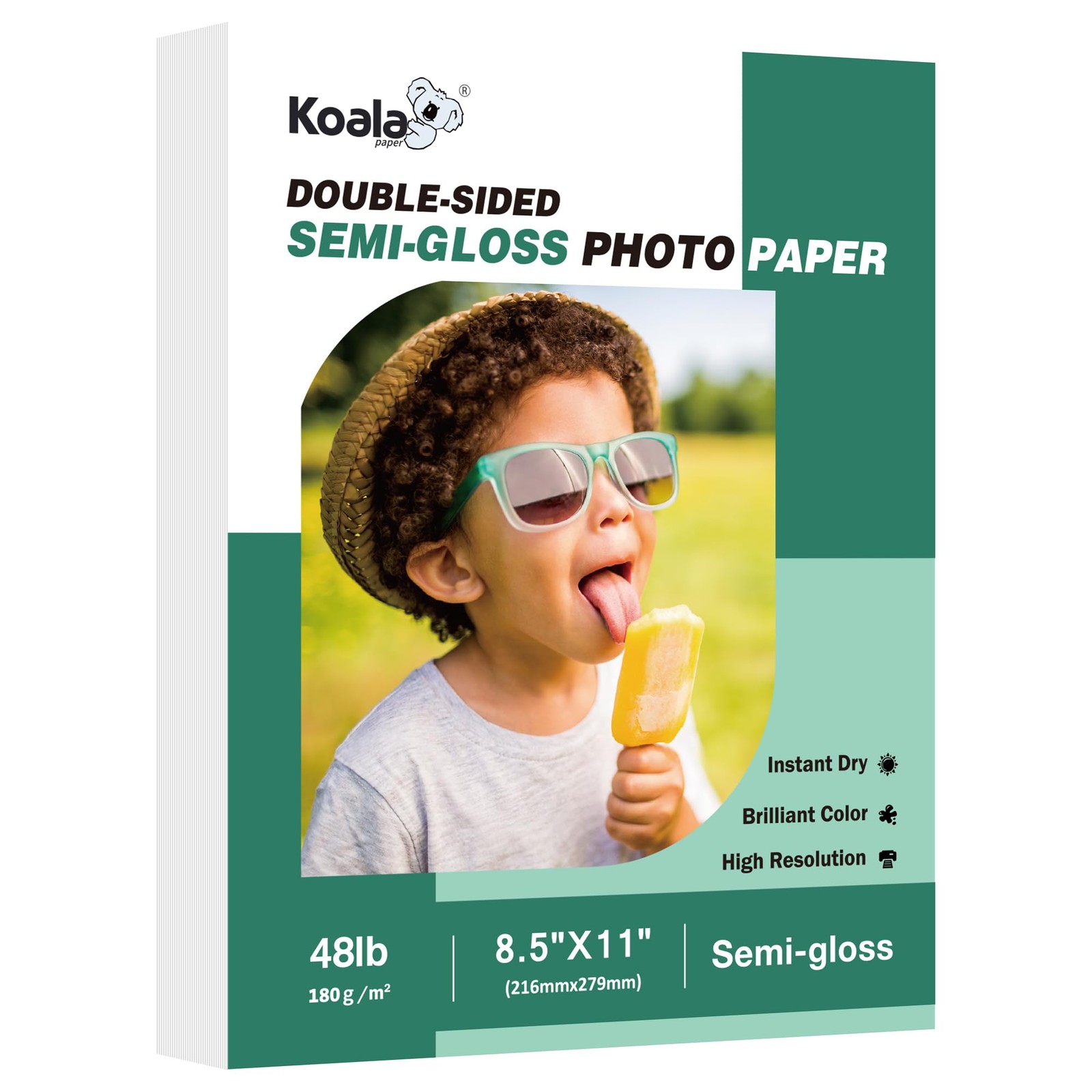 100 PCS Double Sided SemiGloss Photo Paper 8.5×11 Inch 48LB Inkjet Laser