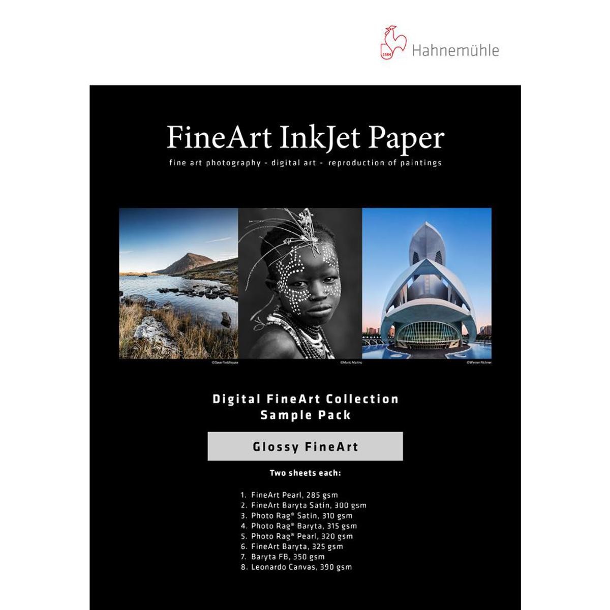 Hahnemuhle FineArt Glossy Inkjet Paper Sample Pack, 8.5×11″, 14 Sheets
