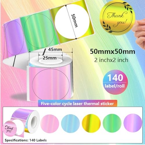 M110 Thermal Labels 2 Inch Circle Holographic Sticker Printer Labels | 5