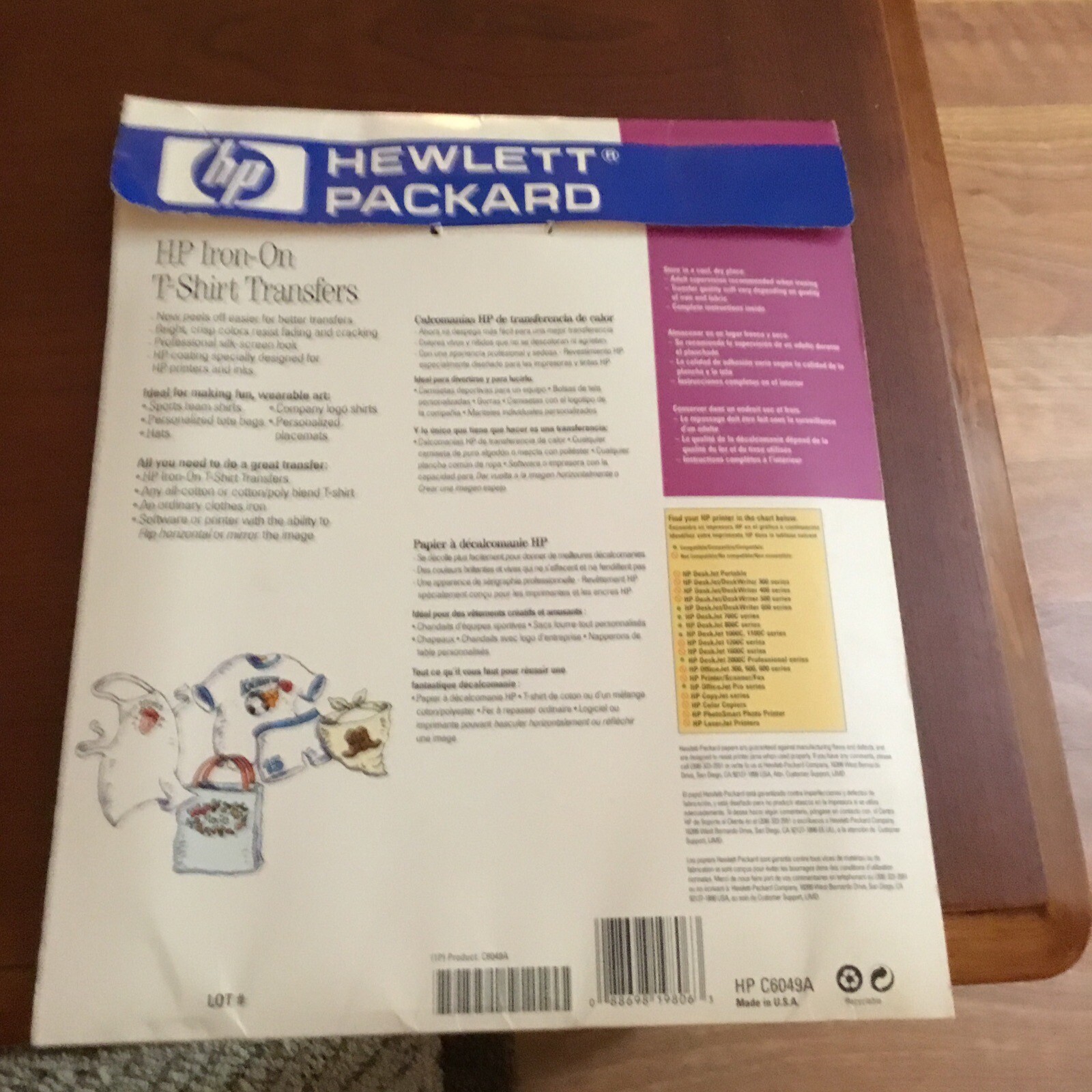 New Hewlett Packard Iron-On T-Shirt Transfers Craft Fun DIY Shirts