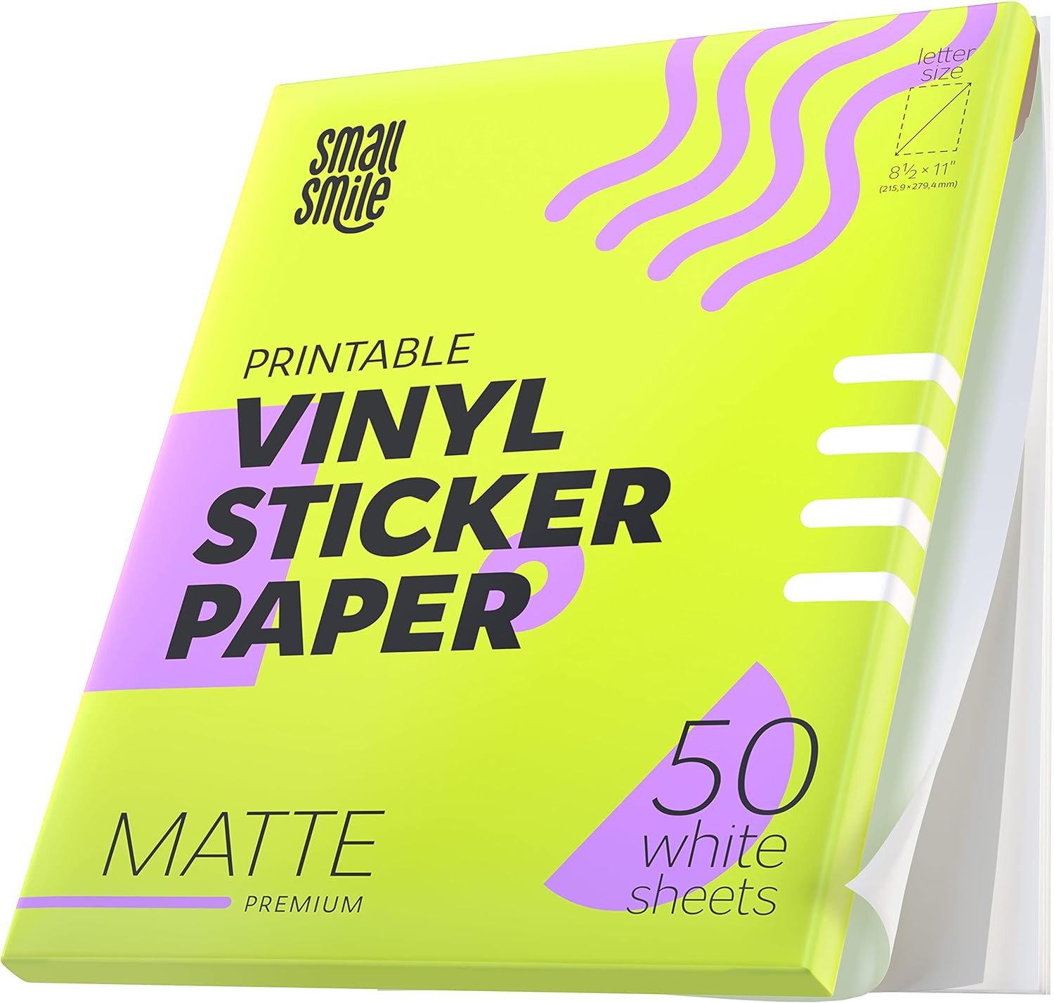 Premium Printable Vinyl Sticker Paper for Inkjet Printer and Laser – 50 White…