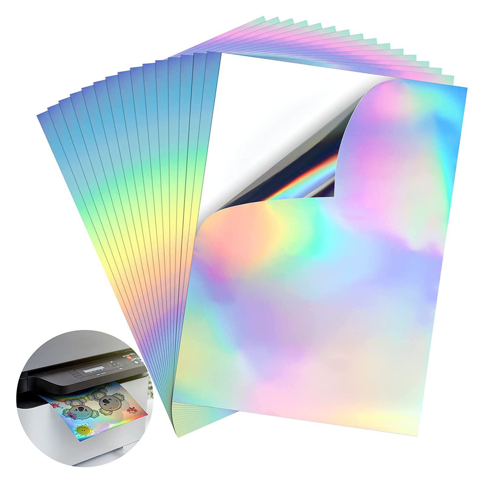 20Pcs Holographic Sticker Paper A4 Waterproof