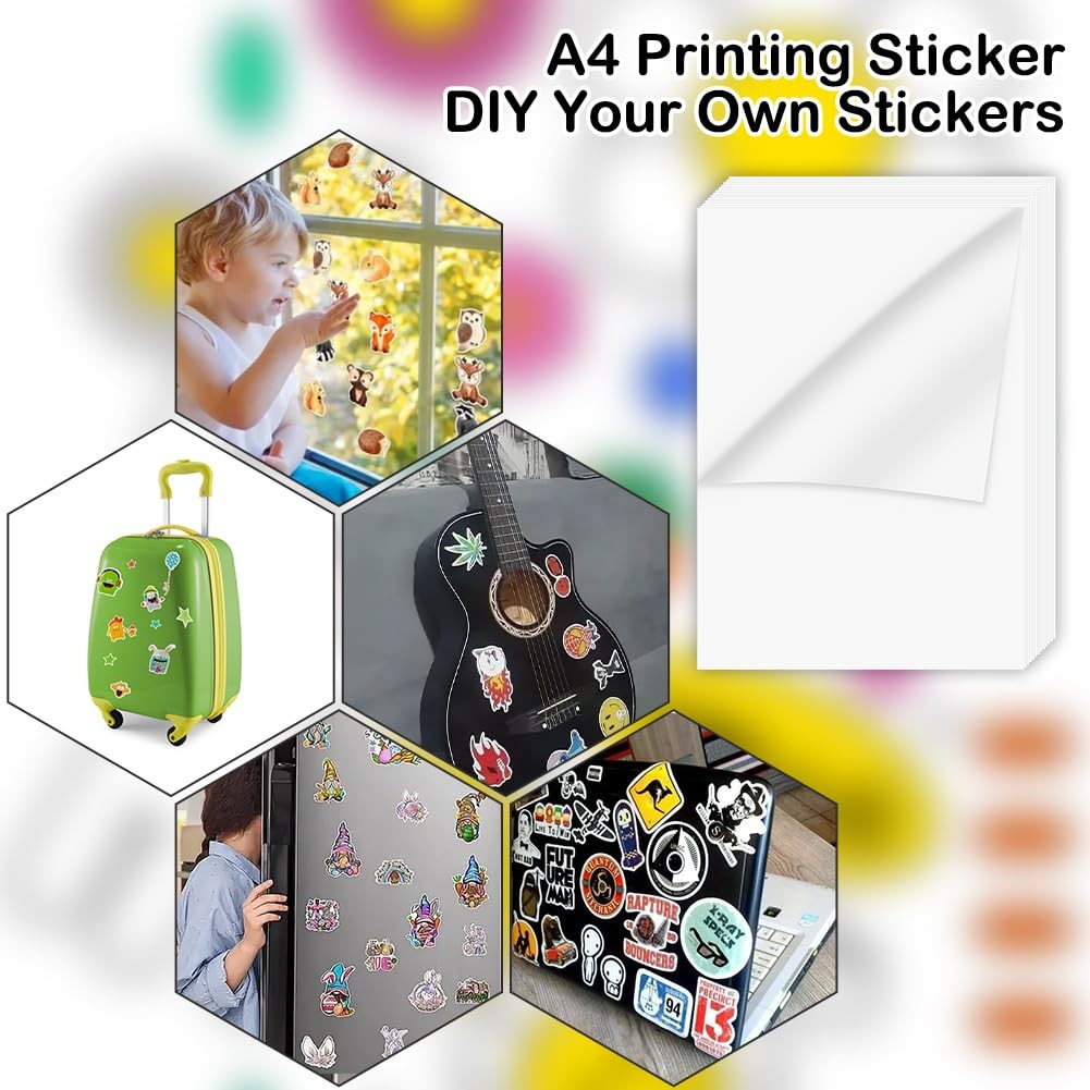 30 Sheets Sticker Paper for Printing A4, Labels Self Adhesive Printable A…