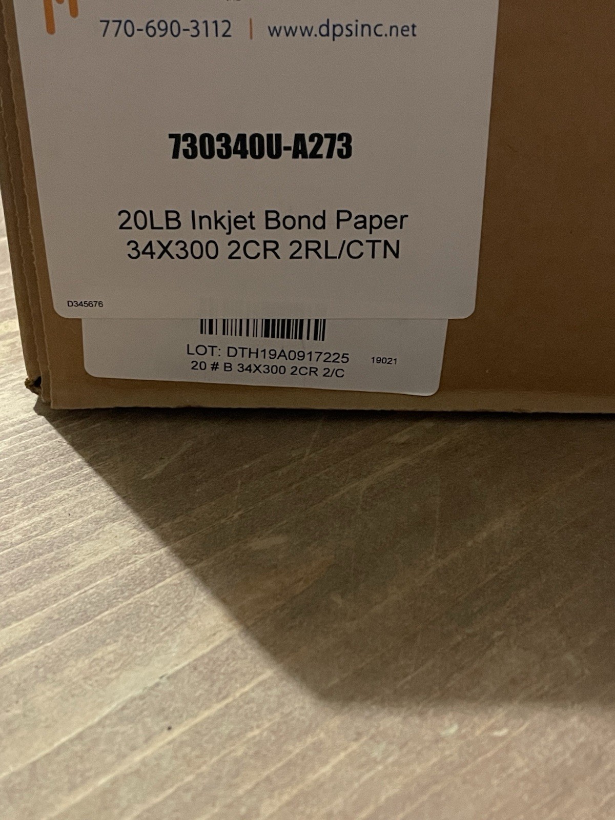 2 Rolls 20lb 34” x 300’ Inkjet Bond Paper 730340U-A273 Wide Format Plotter