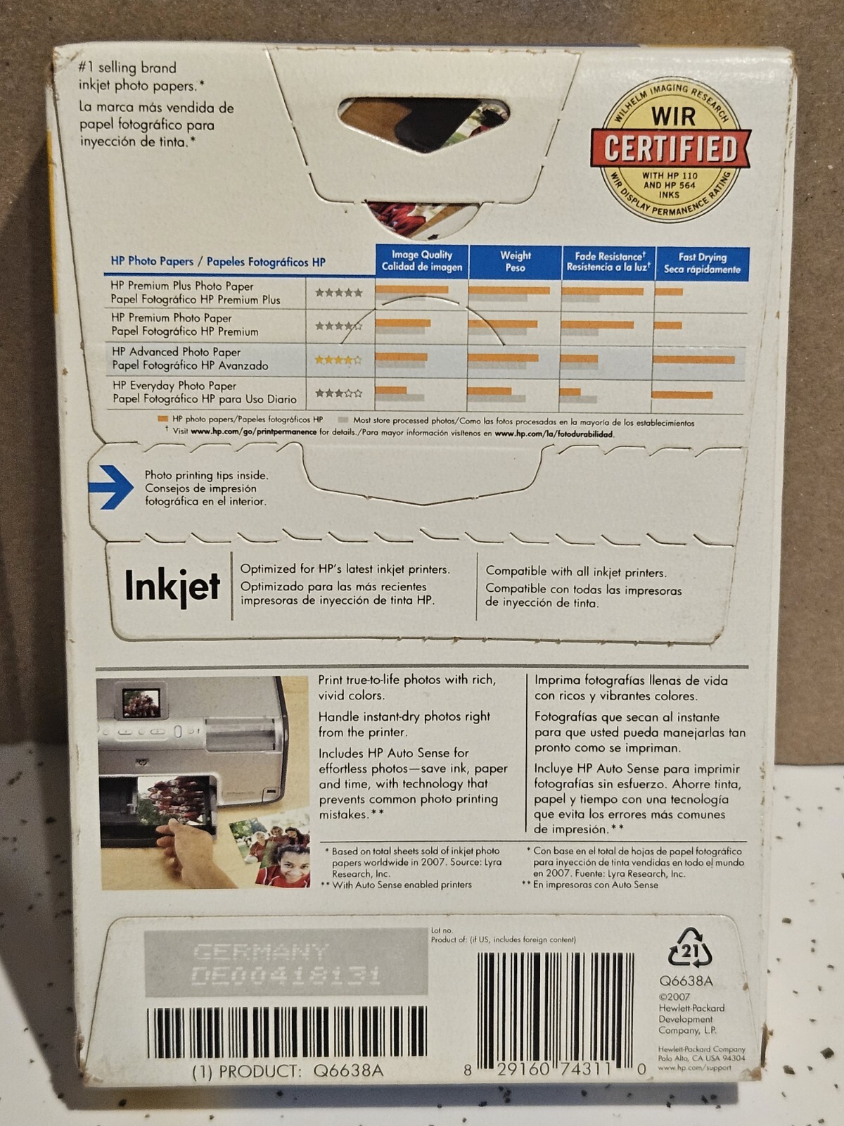 ONE box Hewlett Packard HP Advanced Photo Paper Glossy 4″ x 6″ Q6638A 100 sheets
