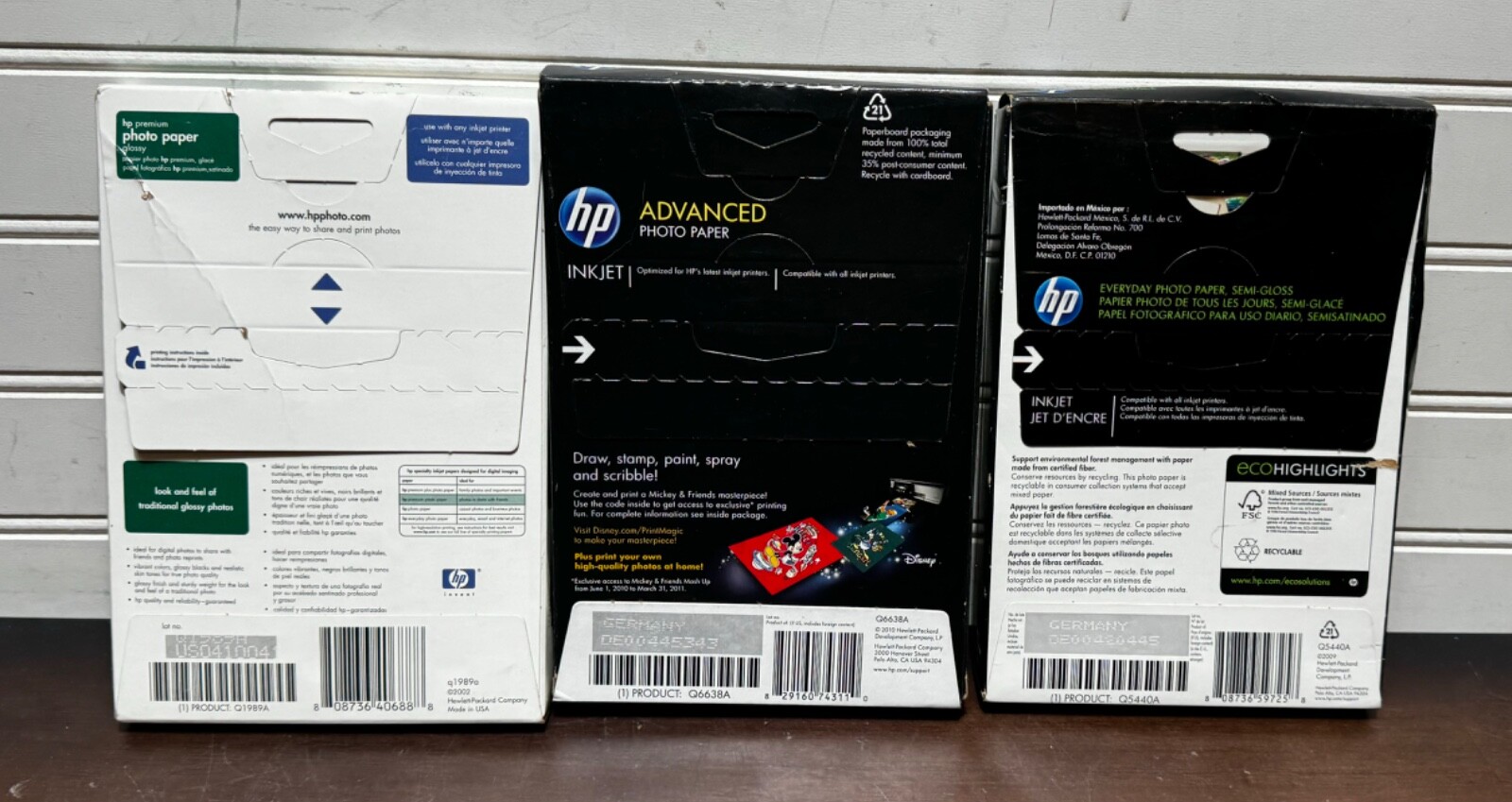 Lot of 3 HP Photo Paper 4”x6” Brand New Sealed (glossy & semi glossy)