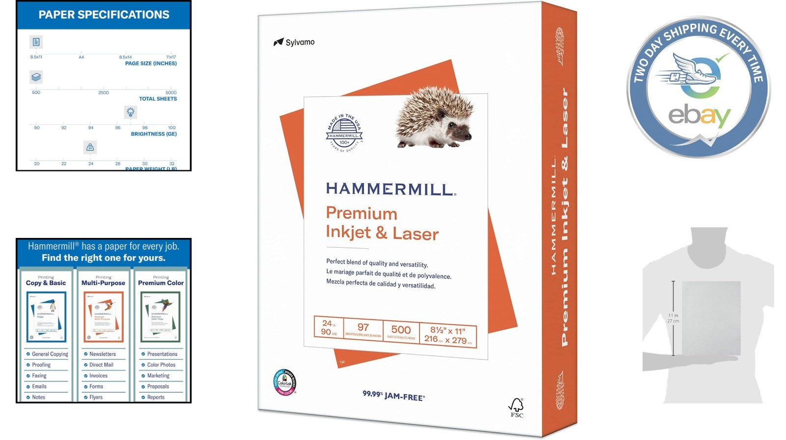 24lb Printer Paper 8.5×11 – 500 Sheets, Bright & Eco-Friendly