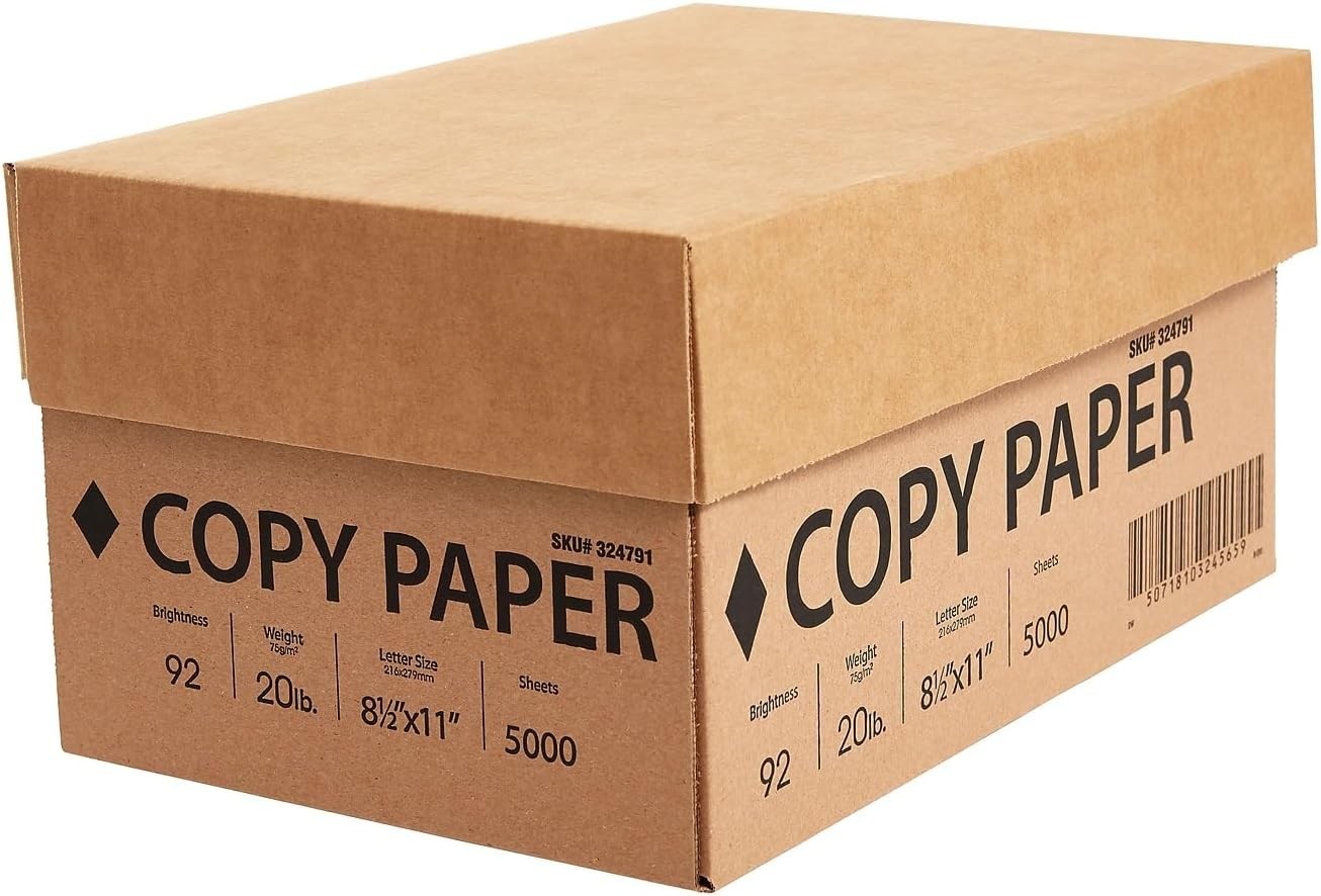Bulk Printer Paper – 5000 Sheets of 92 Brightness, 20 lb, 8.5×11 Inches – White