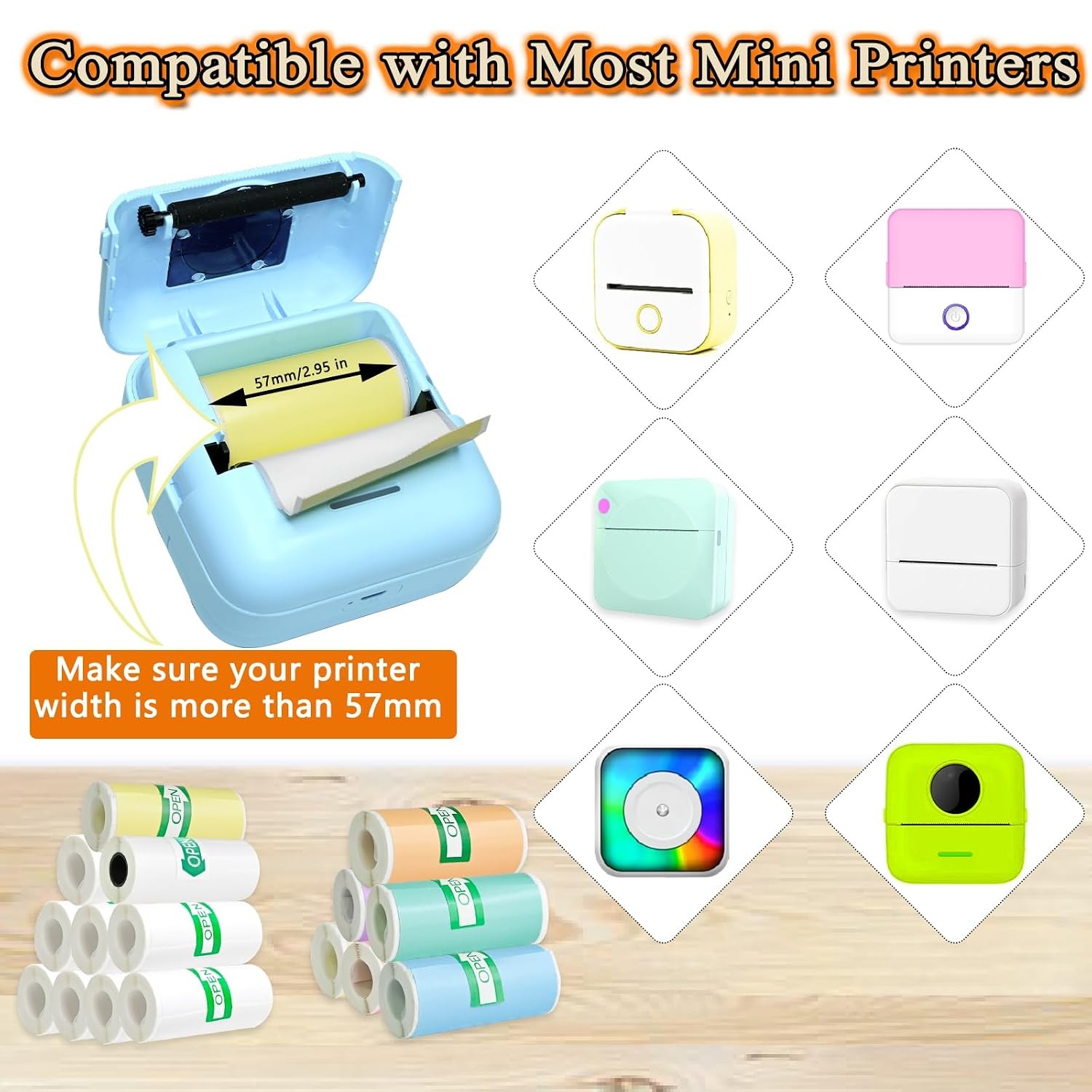 Thermal Sticker Paper – 16 Rolls Mini Printer Paper for Mini Sticker Printer, Se