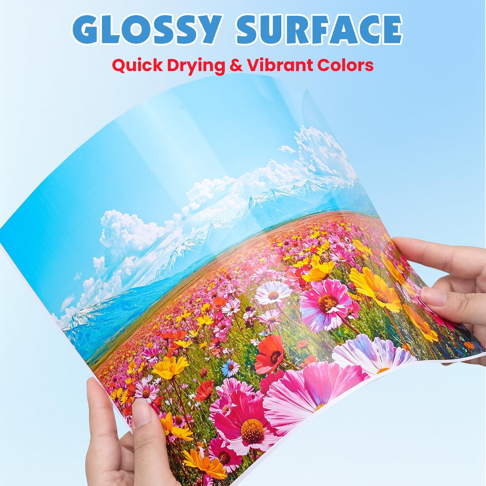 150 Sheets Glossy Sticker Paper 8.5″x11″ for Inkjet & Laser Printers, Quick-Dry,