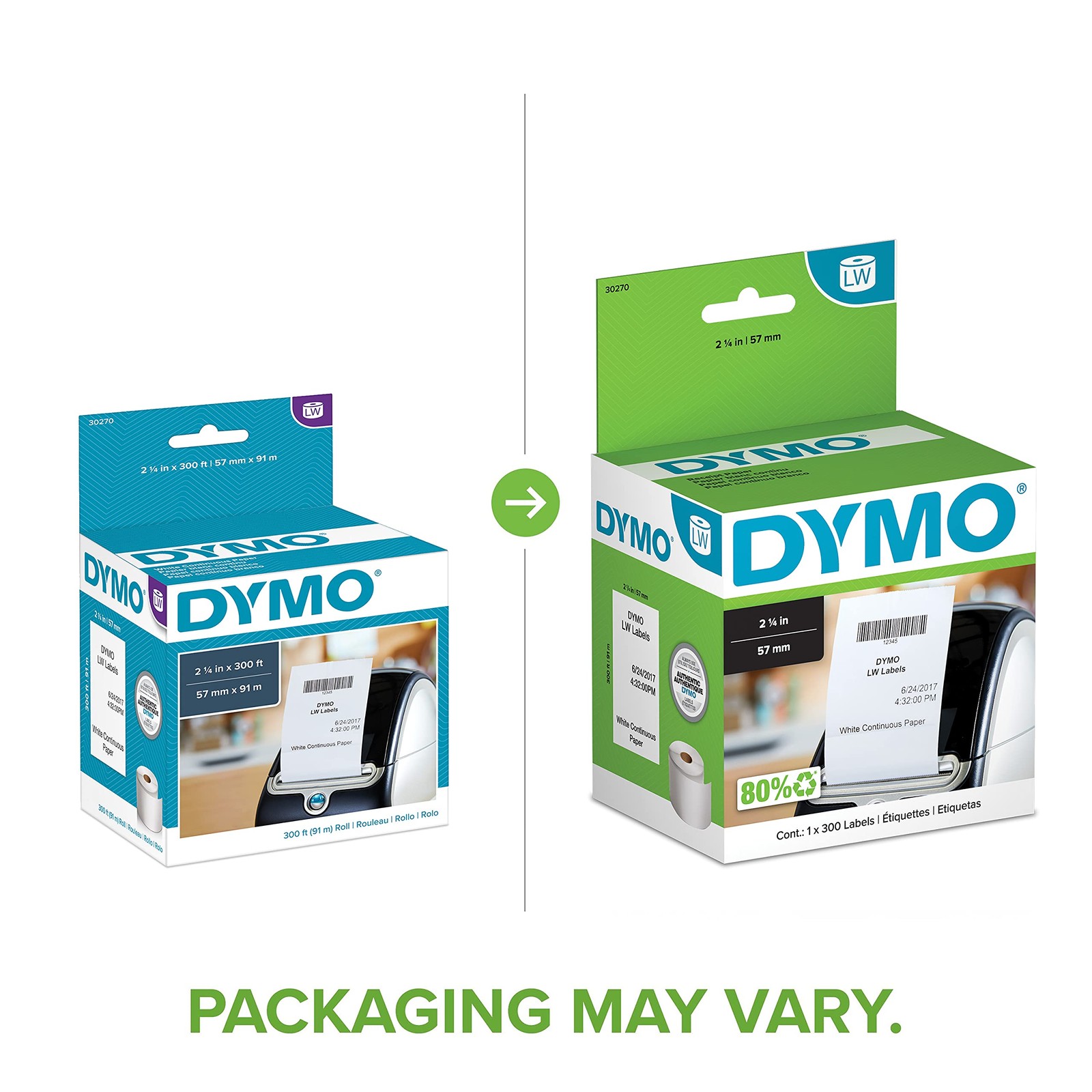 DYMO Authentic LW Continuous Labels, Labels for 1 roll, White
