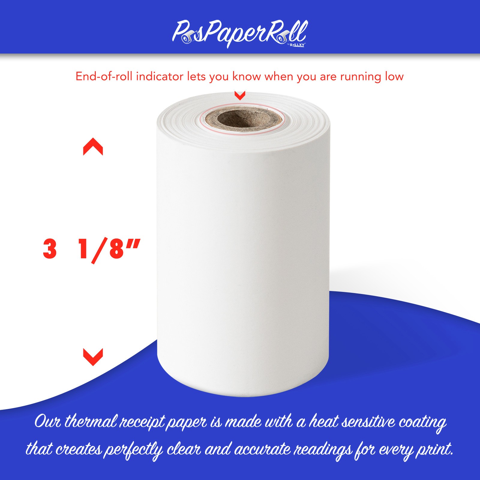 3-1/8 x 119′ 1-Ply Thermal Paper 50 Rolls BPA Free