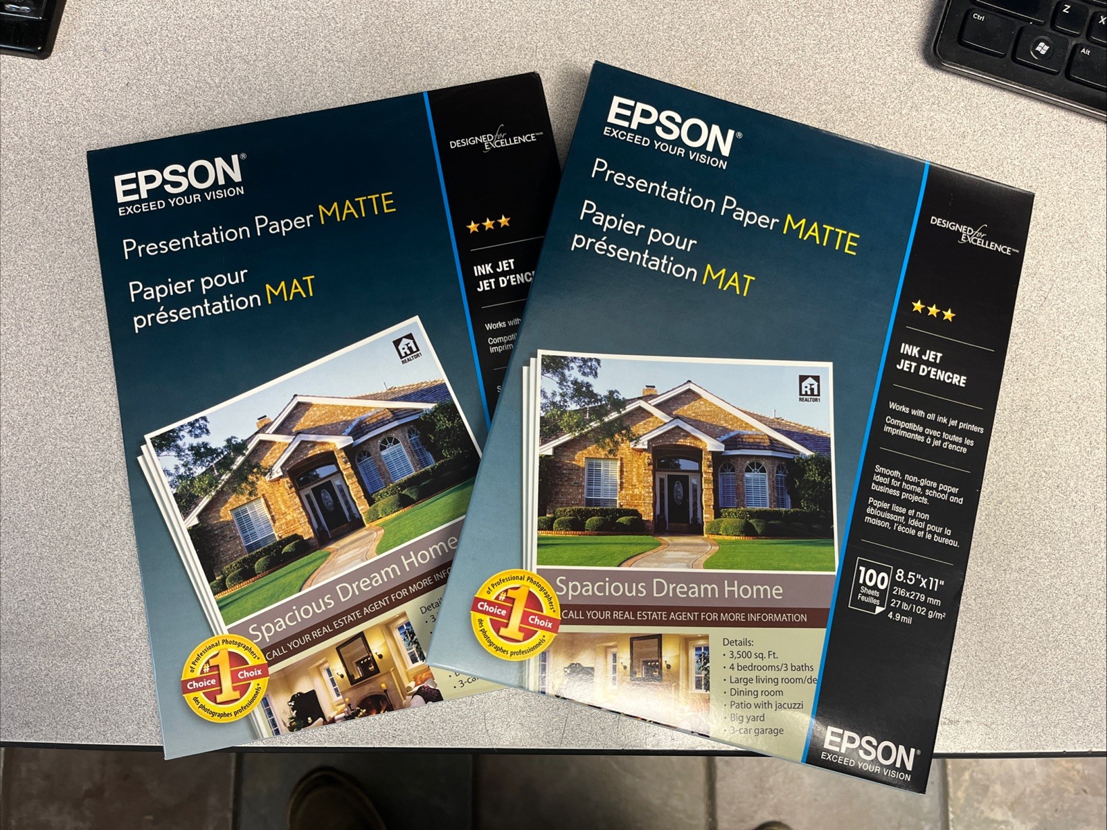 Epson Matte Presentation Paper 27 lbs. Matte 8-1/2 x 11 white, S041062, QTY 2