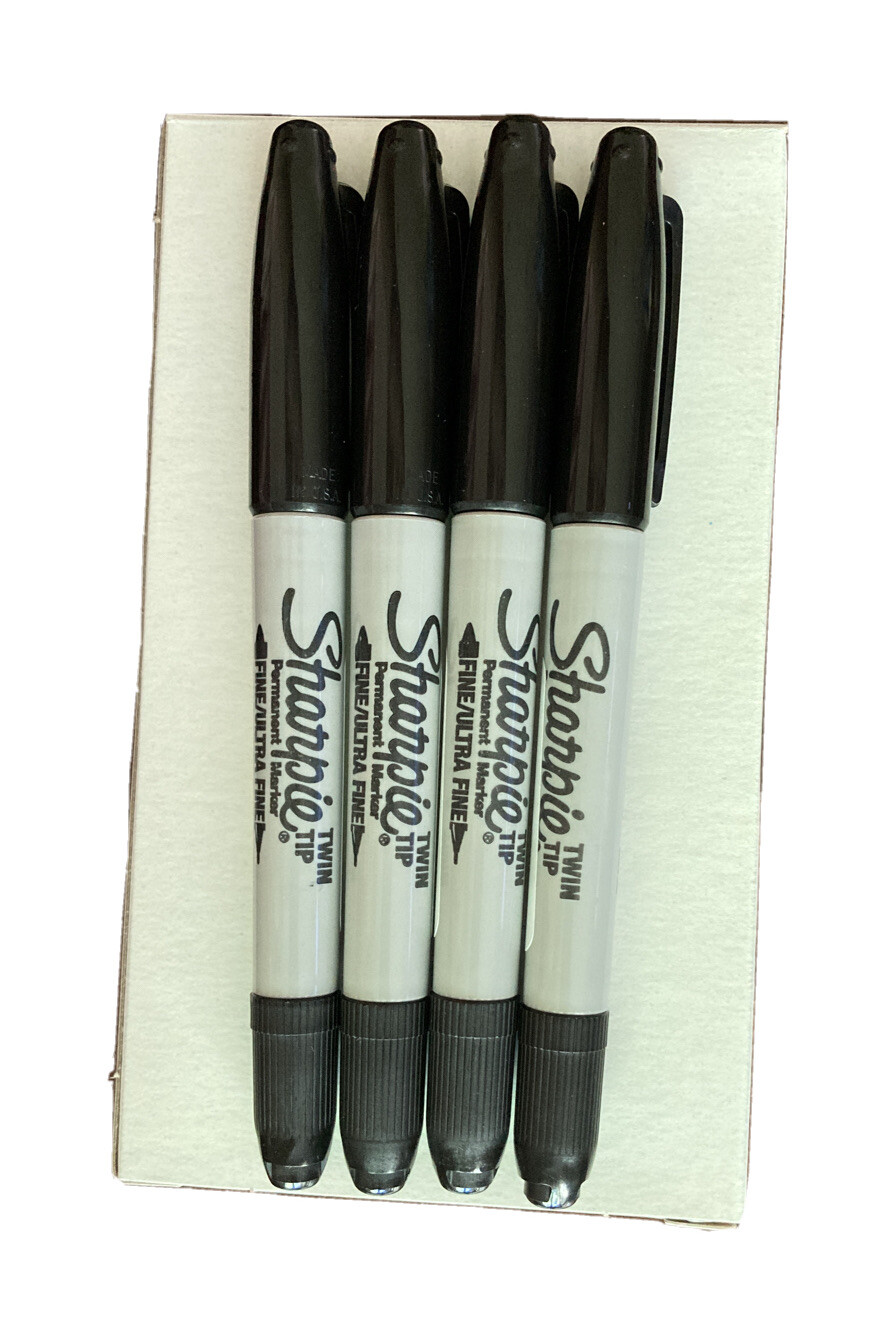 Sharpie Fine/Ultra Fine Twin Tip Permanent Marker, Black – 4 PACK