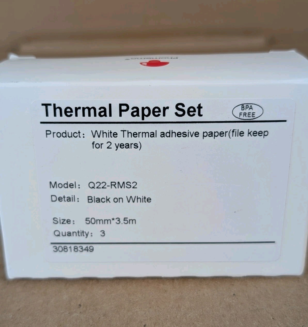 2 PK 3Rolls Adhesive 50mm Thermal Printer Paper for Phomemo T02 M02