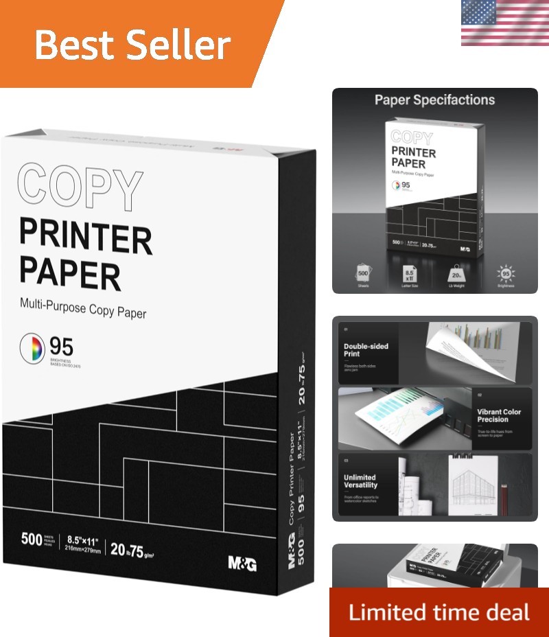 Acid-Free Copy Paper, 500 Sheets 20lb, 95 Bright for Professional Printing Tasks