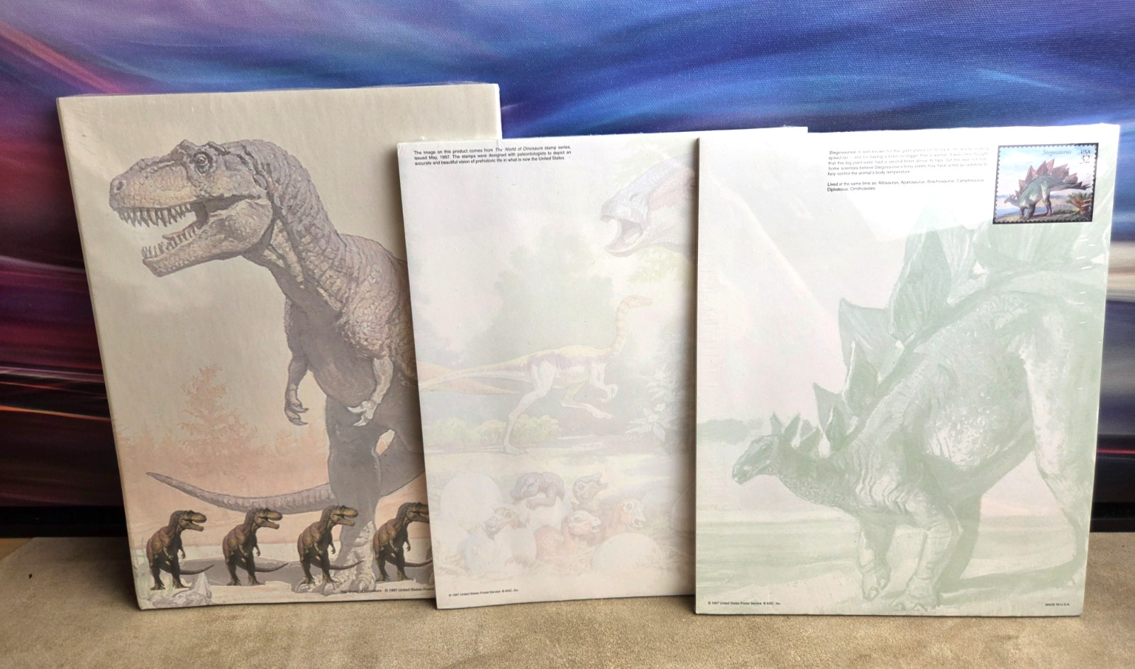 Dinosaur Printer Paper & Stationary, T-Rex, Stegosaurus, Etc., Factory Sealed