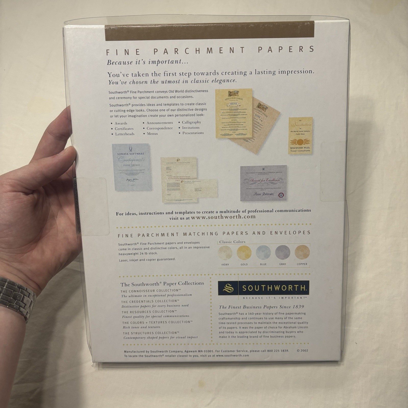 Southworth Fine Parchment Specialty Paper Ivory 24 lb. 80 Sheets 8 1/2 x 11 New