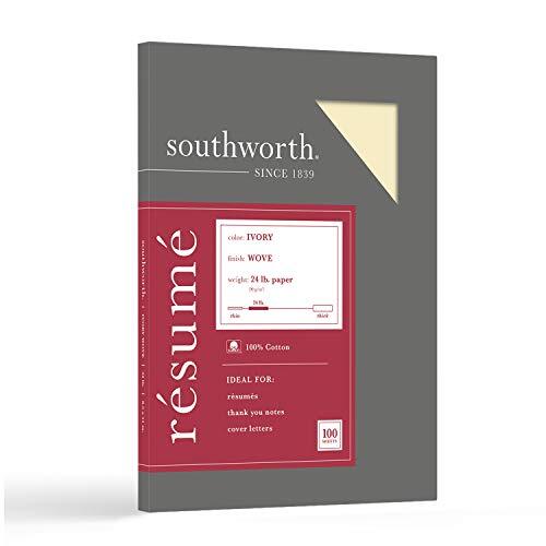 Southworth® 100% Cotton Résumé Paper 8 1/2″ x 11″ 24 Lb 100% Recycled Ivory
