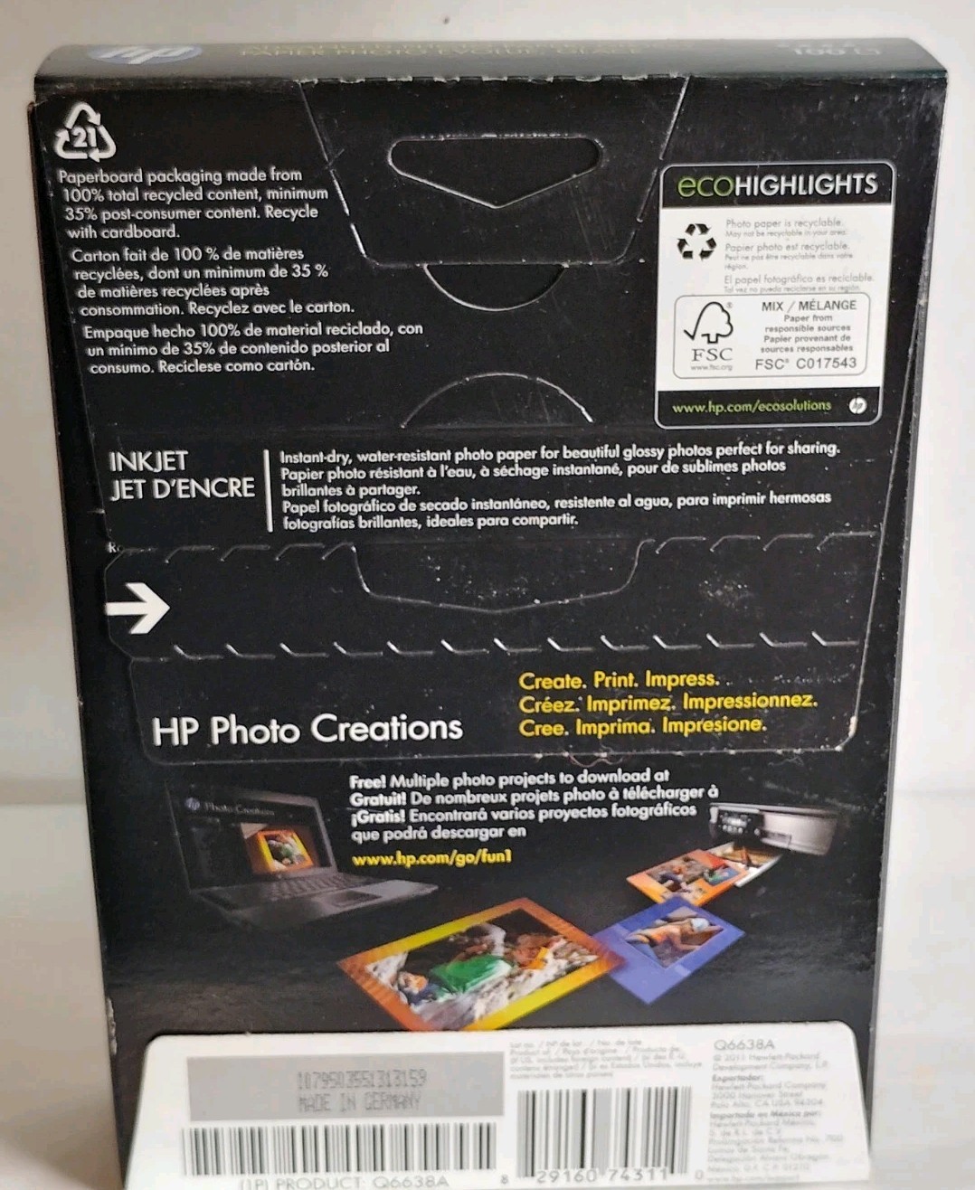 HP Advanced Photo Paper -100 Sheets -Glossy -4″x6″ for Ink Jet Printers-Sealed