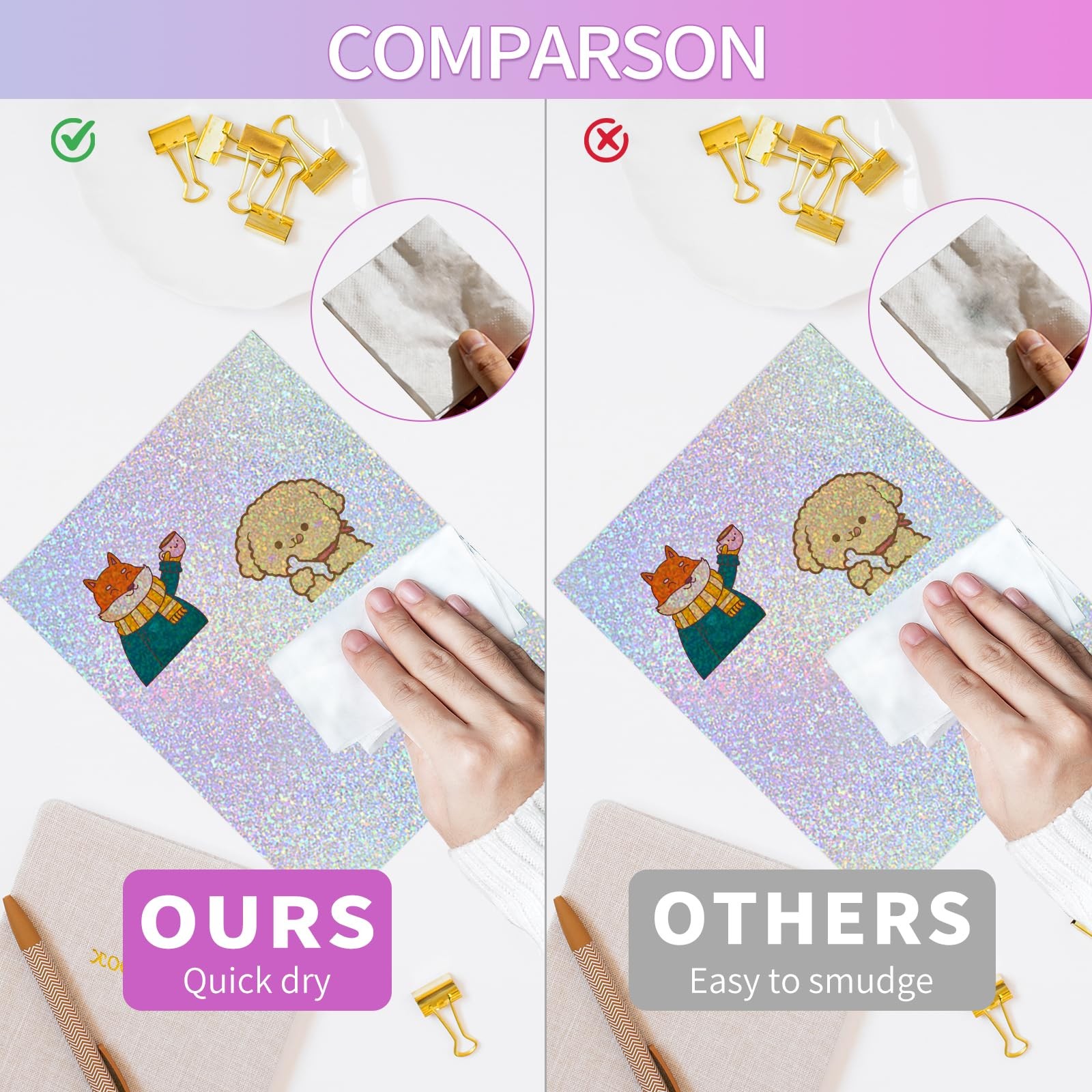 25 Sheets Holographic Sticker Paper A4, Mixed Patterns Printable Vinyl Sticke…