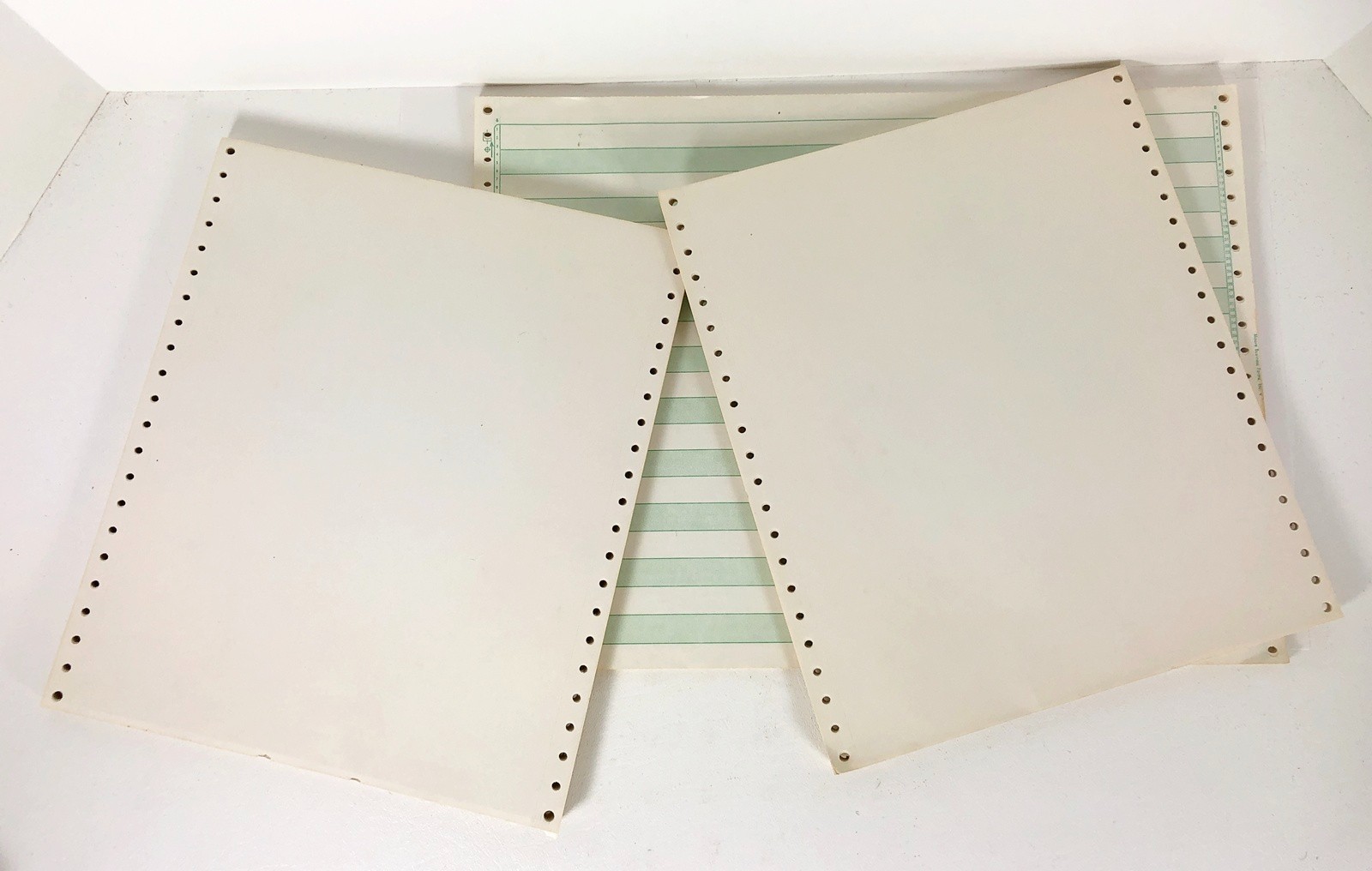 Continuous Dot Matrix Vintage Printer Paper Tractor Feed Green Bar stripe Solid