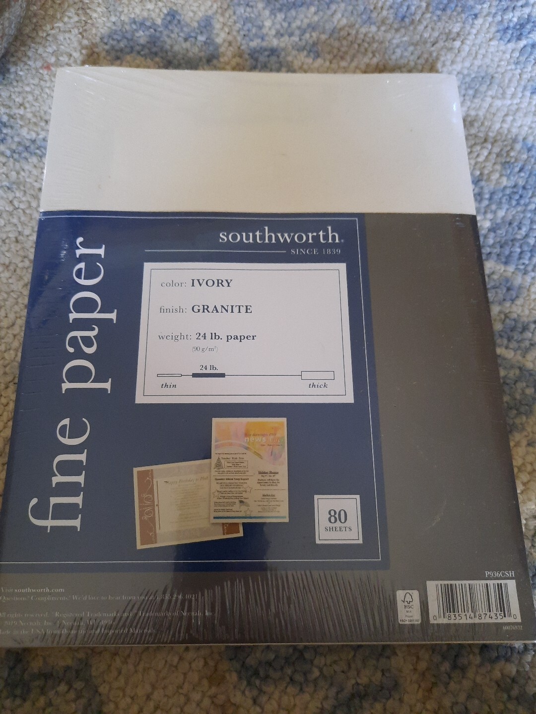 Southworth Fine Specialty Paper, Ivory, Granite, 24lb, 80ct sheets