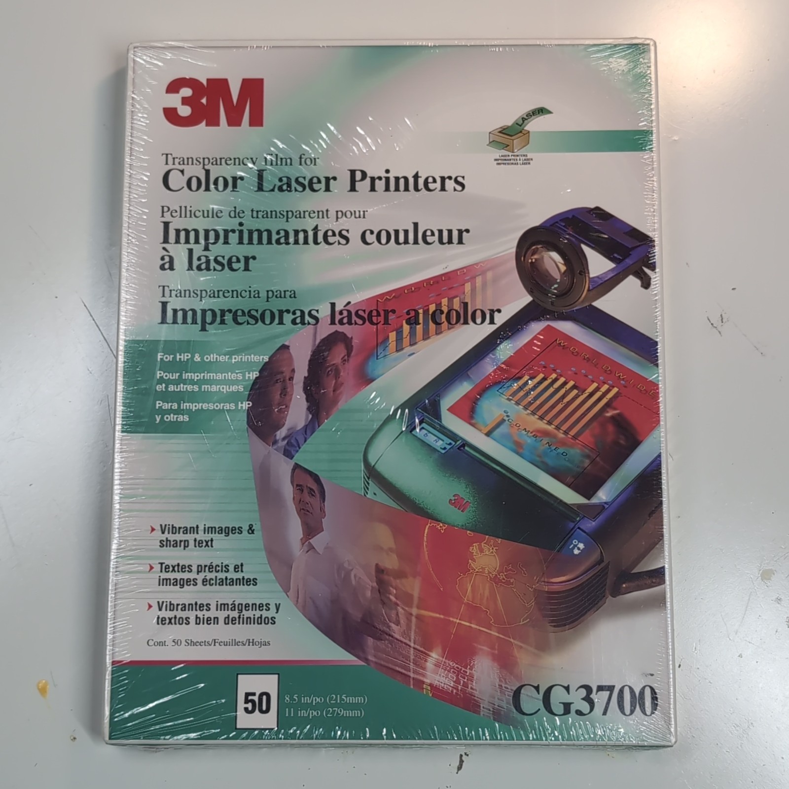 3M Transparency Film Color Laser Printers CG3700 50 Sheets NEW SEALED projector
