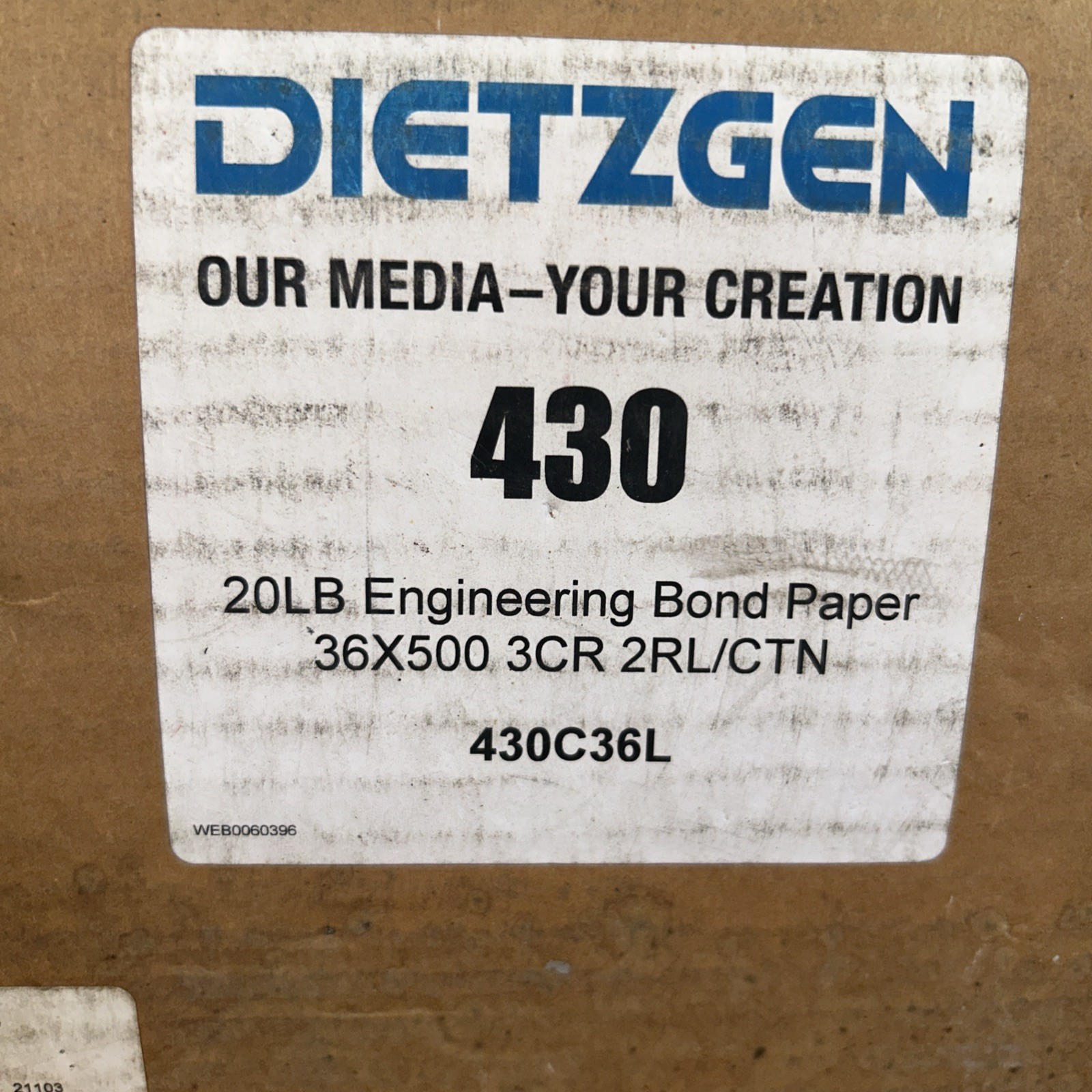 Dietzgen 430 20lb Engineering Bond 36″ x 500′ – 2 Rolls [430C36L] – FREE Shippin