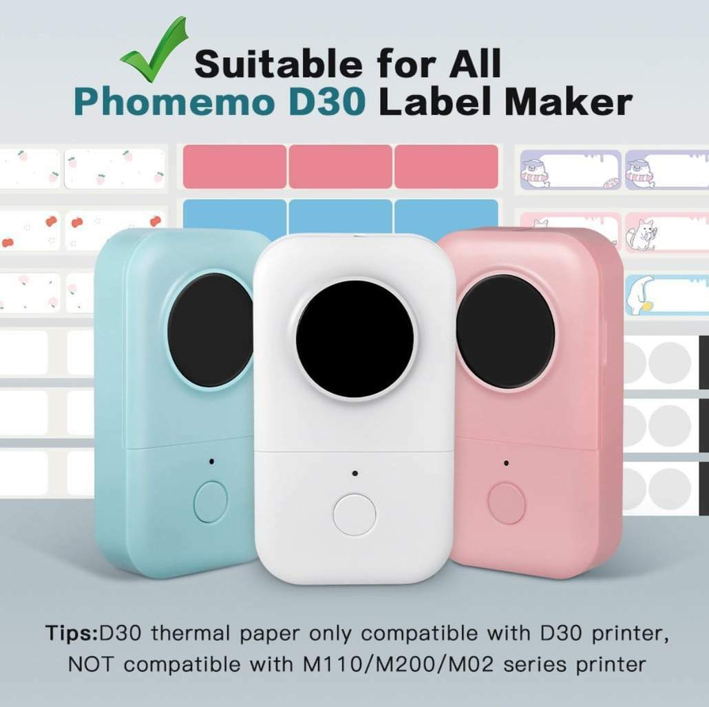 Phomeme White Square Self-Adhesive Thermal Label Sticker Paper for D30 Printer