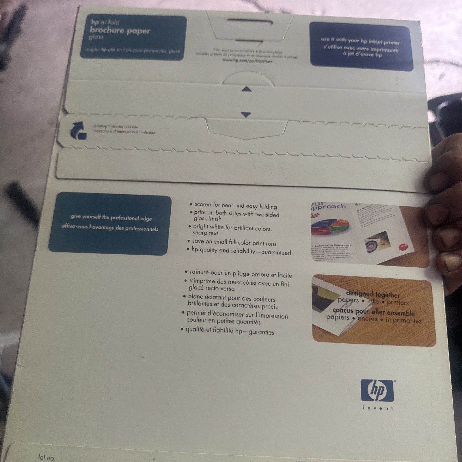 HP Tri-fold Brochure Paper Glossy, 8.5″ x 11″ 48 lb C7020A 100 sheet qty NIB