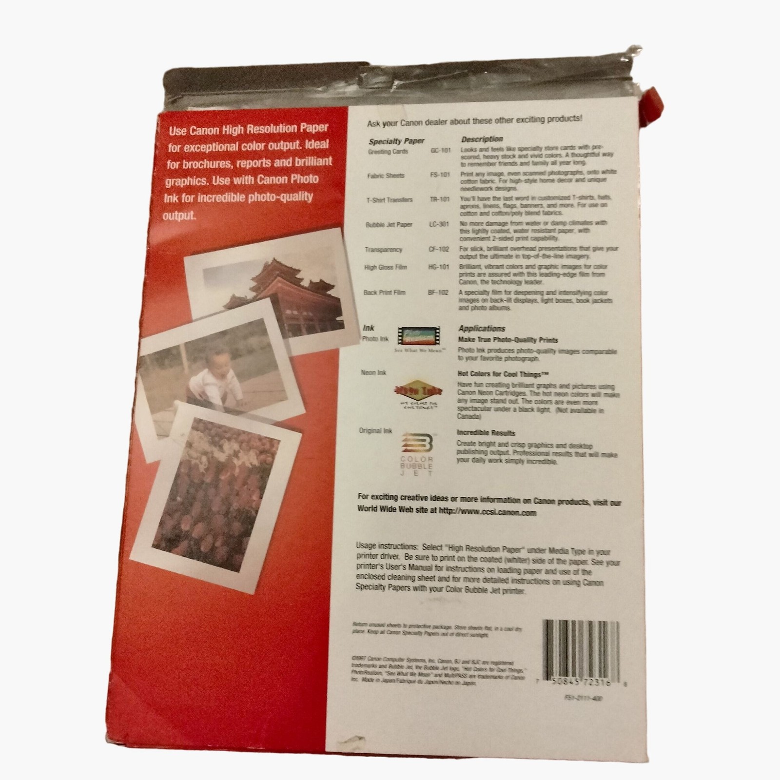 Canon High Resolution Paper HR 101 8×11 Inch Color Bubble Jet Photographic