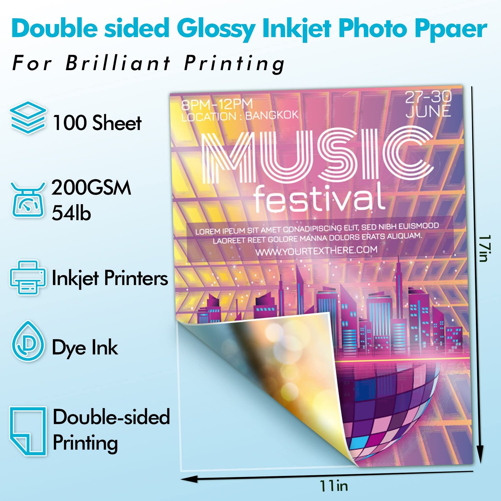 Koala Thick Double Sided Glossy Photo Paper 200 GSM 11×17 Inch 100 Sheets