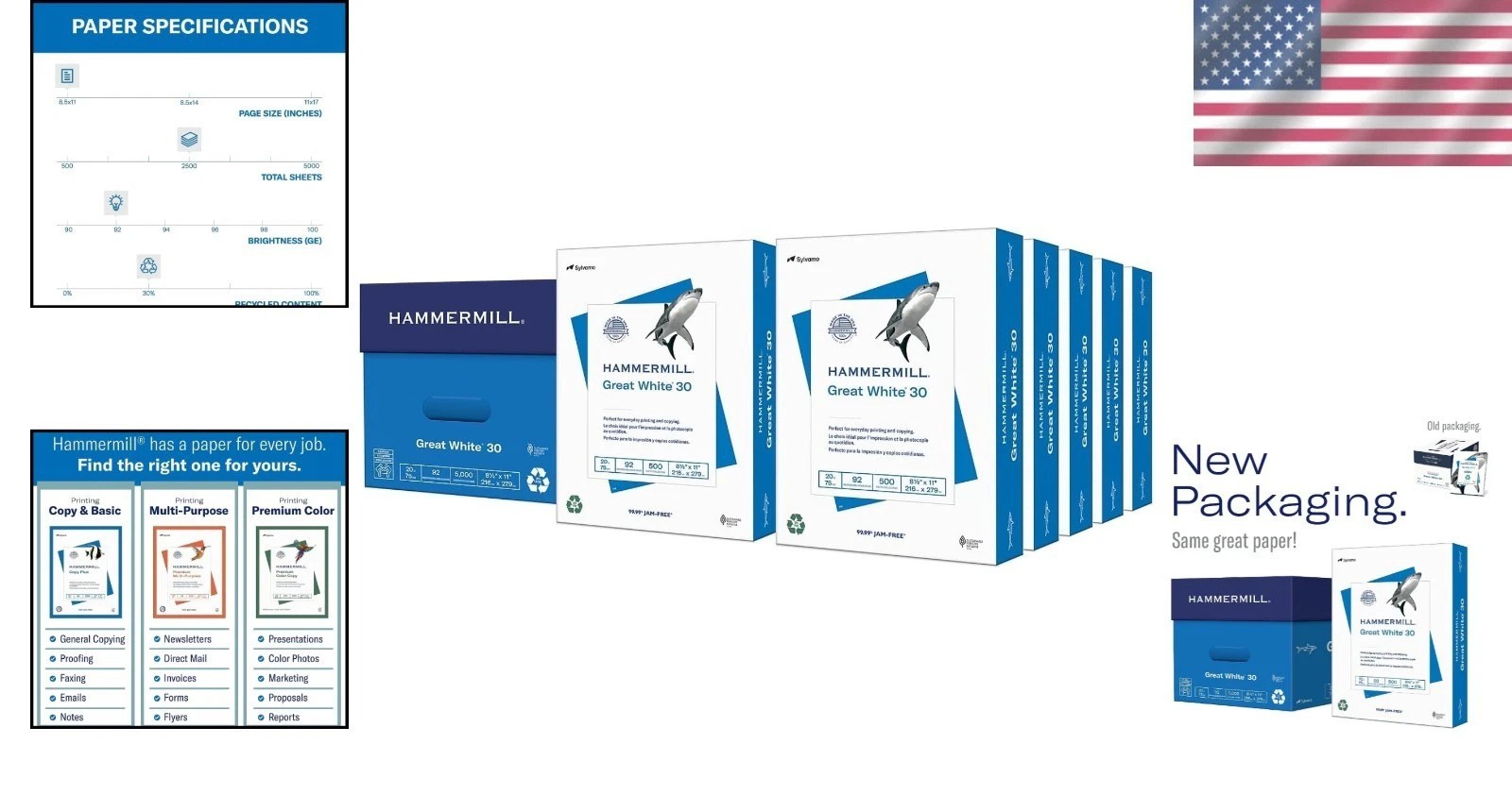 Printer Paper 8.5×11 Recycled Copy Paper 10 Ream 5000 Sheets 92 Bright