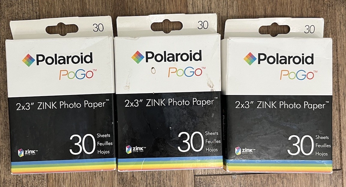 Polaroid PoGo 2×3″ Zink Photo Paper 30 Sheets New Lot of 3