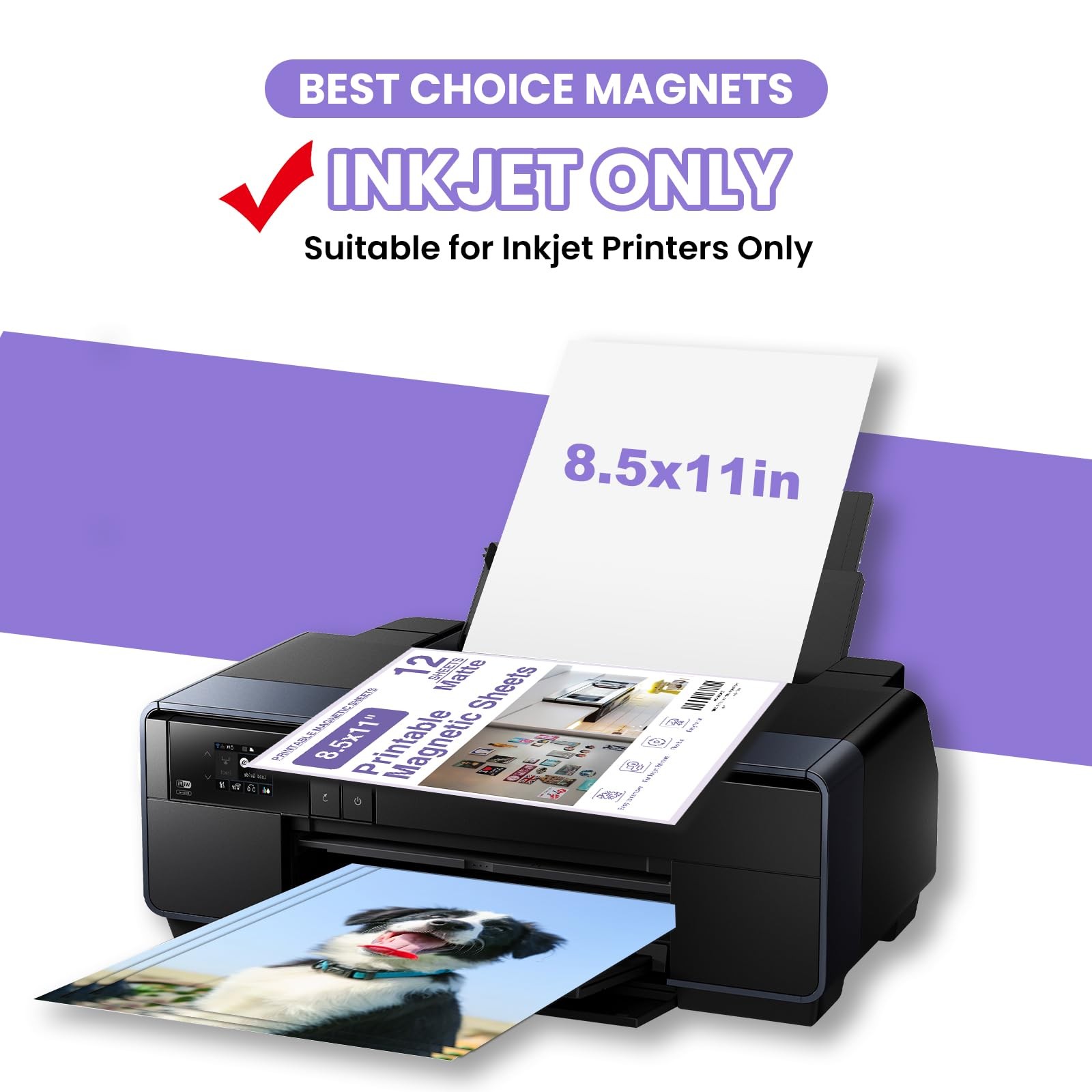 Printable Magnetic Sheets 8.5×11 Inches Matte Magnet Paper Sheet 24 Pcs Non A…