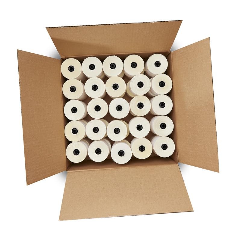 (50 Rolls) 3” x 95′ White/Canary 2 Ply 3″ x White/Yellow (2-Ply), white