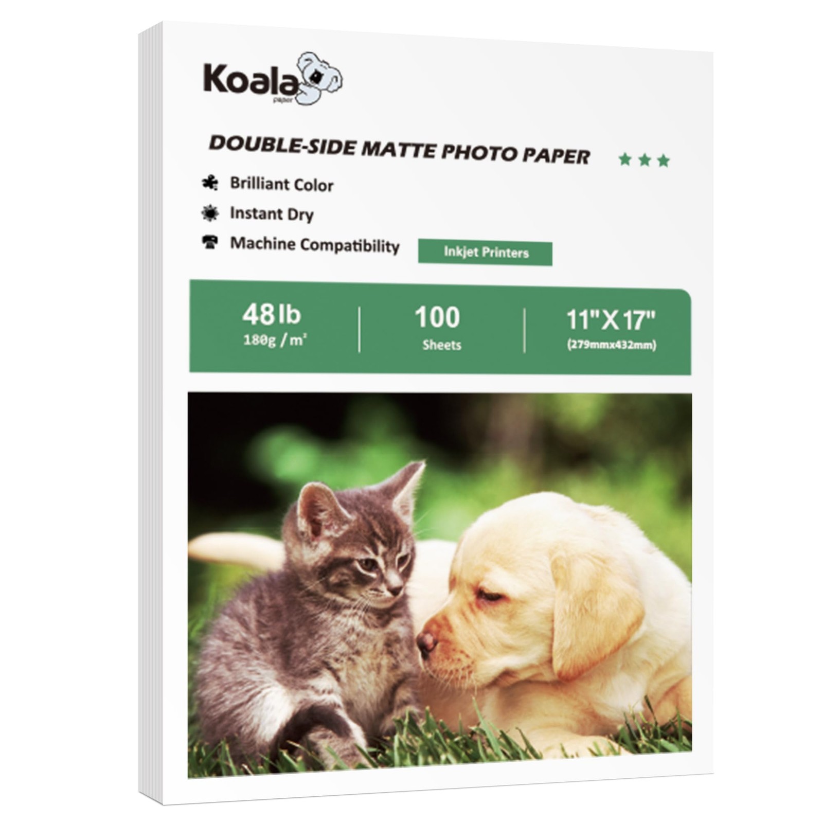Koala Photo Paper DoubleSide Matte 11×17 Inch 100 PCS 48LB 180gsm Inkjet
