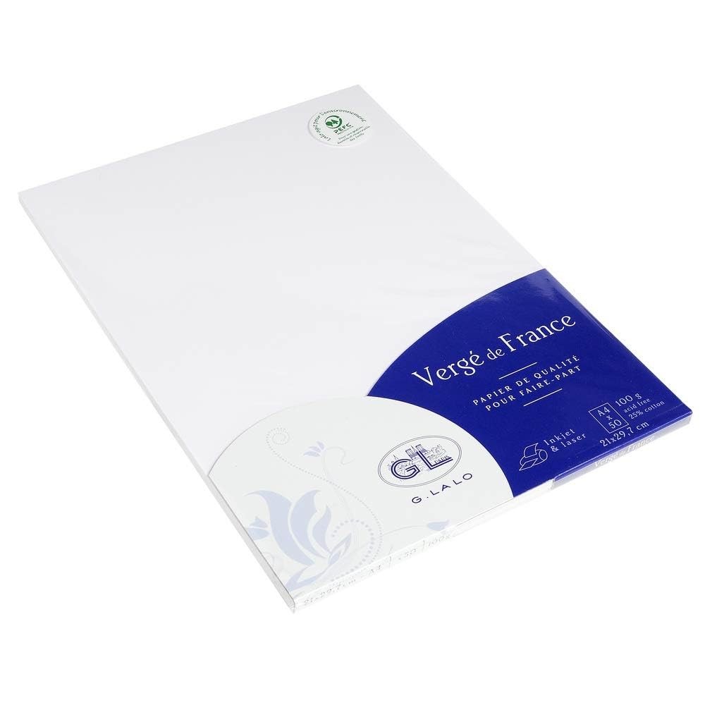 Clairefontaine Lalo 47250L Paper Vergé de France 100g, A4, 21 x 29.7cm…