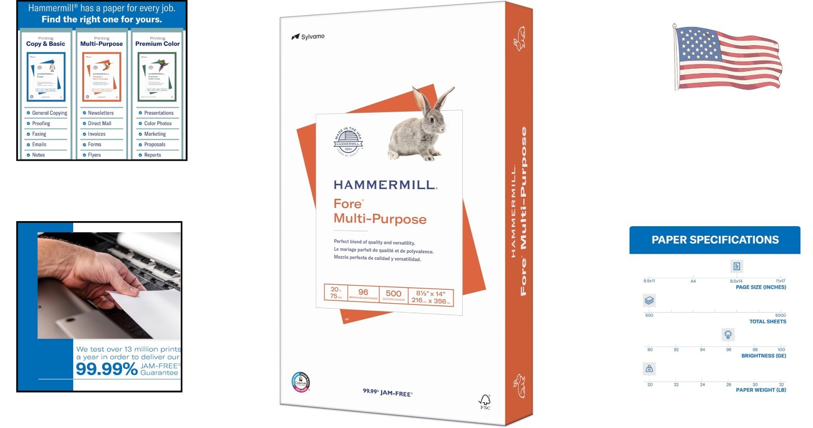 Fore Multi-Purpose 20 lb Paper – 500 Sheet Ream, ColorLok Technology, Legal Size