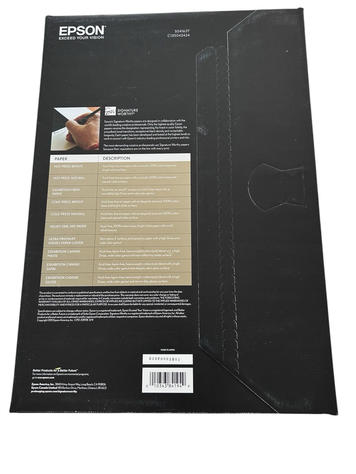 Epson Velvet Fine Art Paper. Two 13” X 19”, Two 8.5” X 11” Lot Of 4 Total