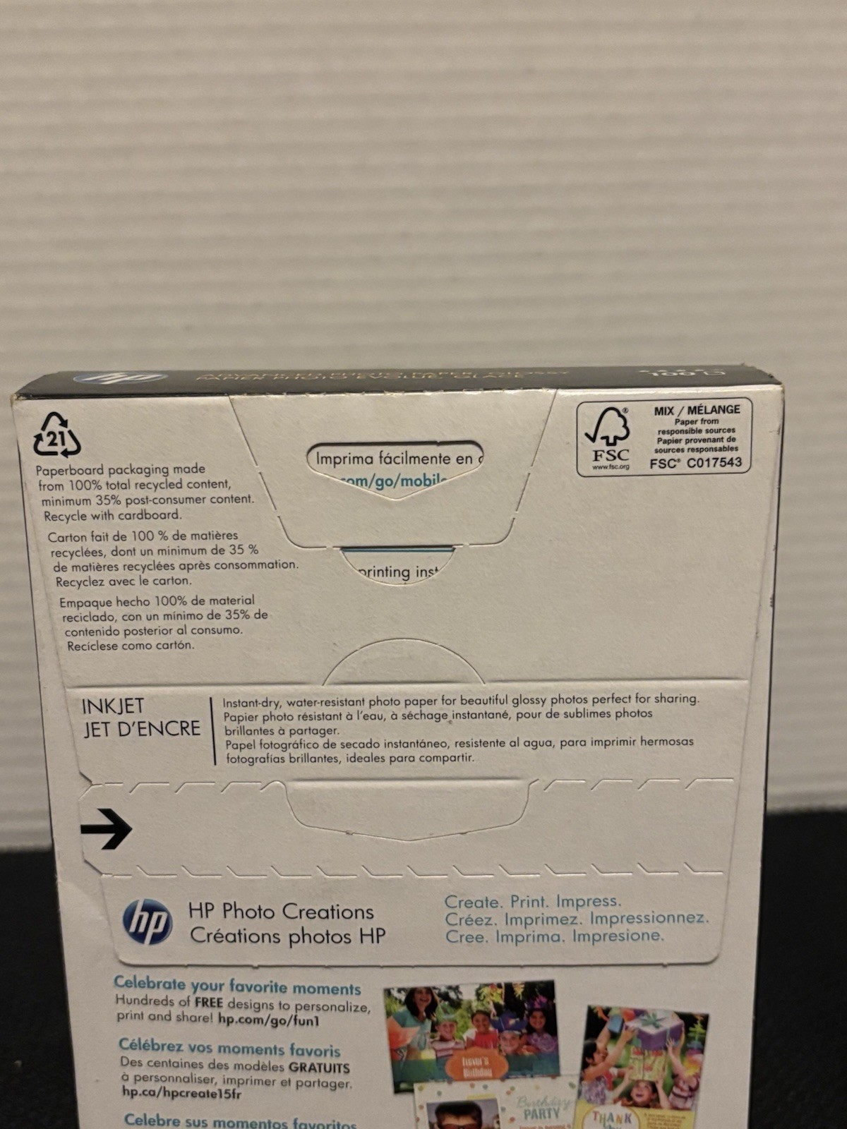 Hp Advanced Photo Paper 4” X 6” Glossy 100 Sheets New In Box For Inkjet Printer